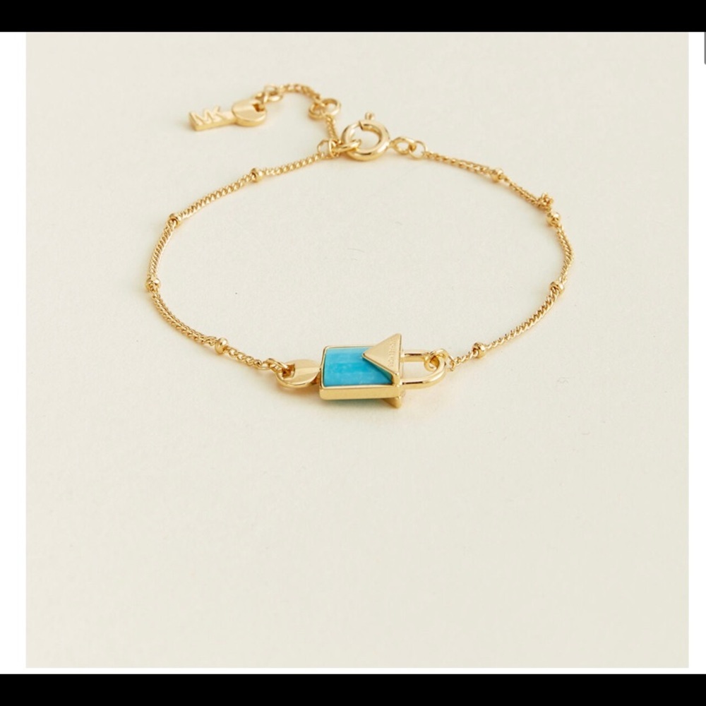Gold-Tone & Turquoise Padlock Bracelet​